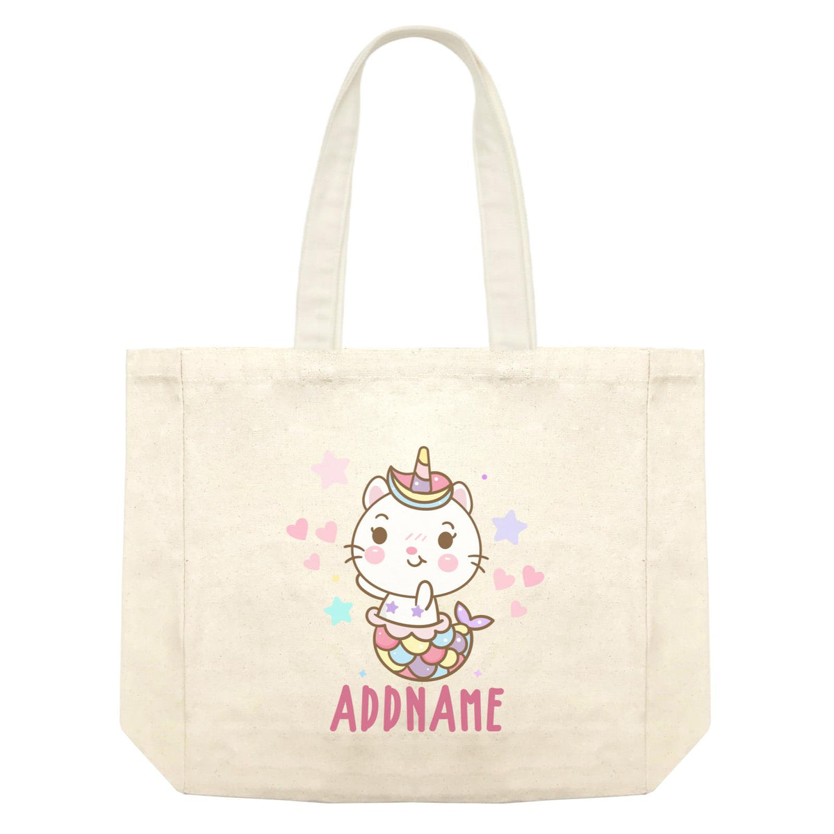 Unicorn And Princess Series Cute Shy Cat Mermaid Addname Shopping Bag