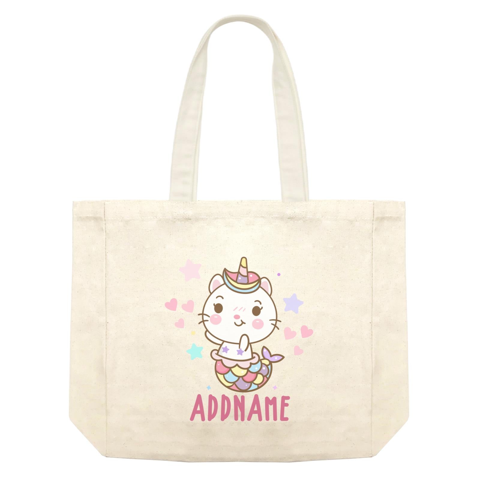Unicorn And Princess Series Cute Shy Cat Mermaid Addname Shopping Bag