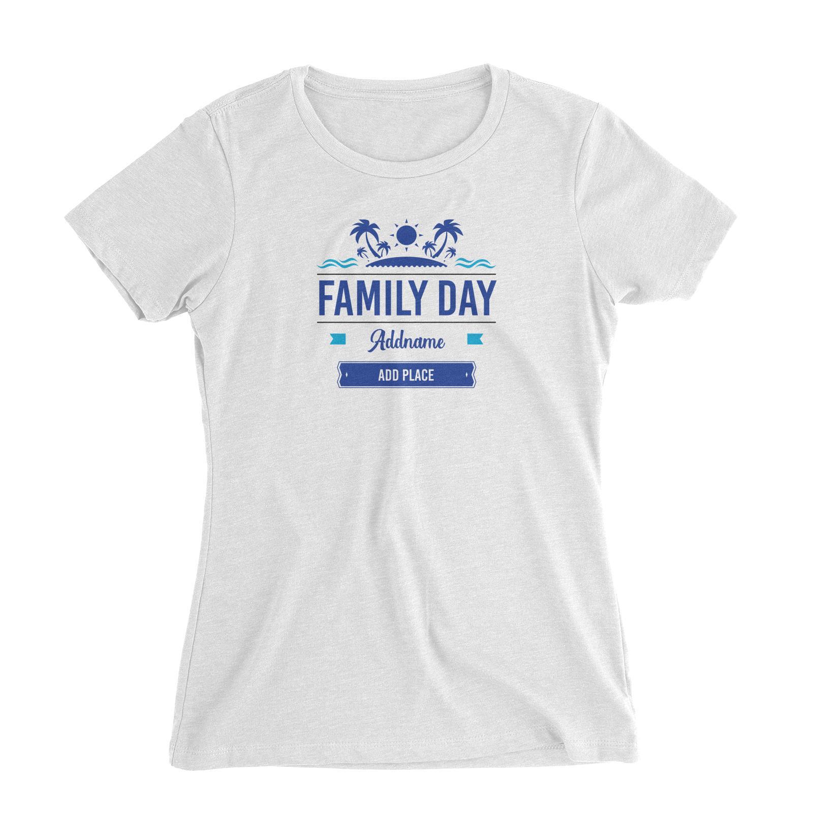 Family Day Tropical Icon Family Day Addname And Add Place Women Slim Fit T-shirt
