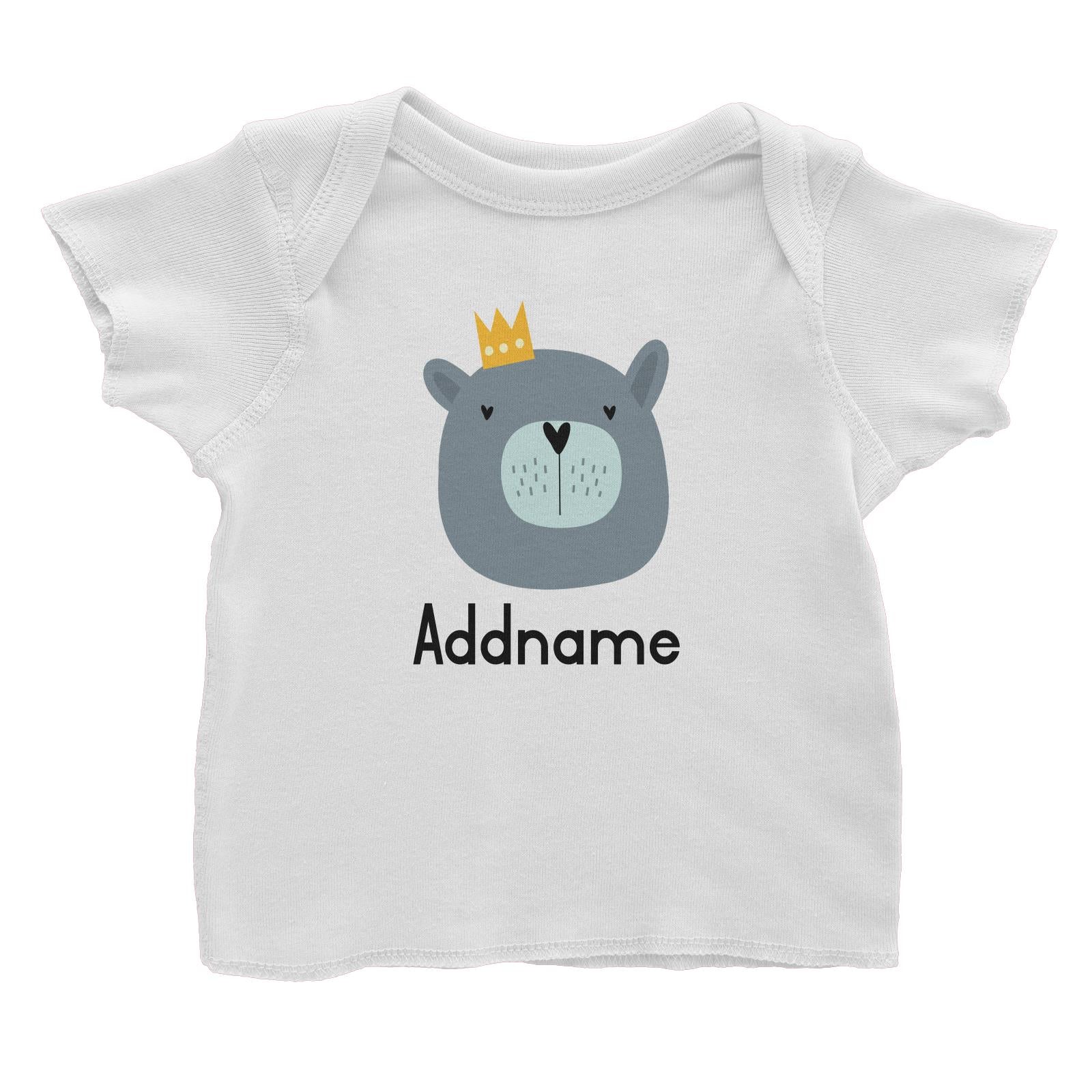 Crown Animal Grey Bear Addname Baby T-Shirt