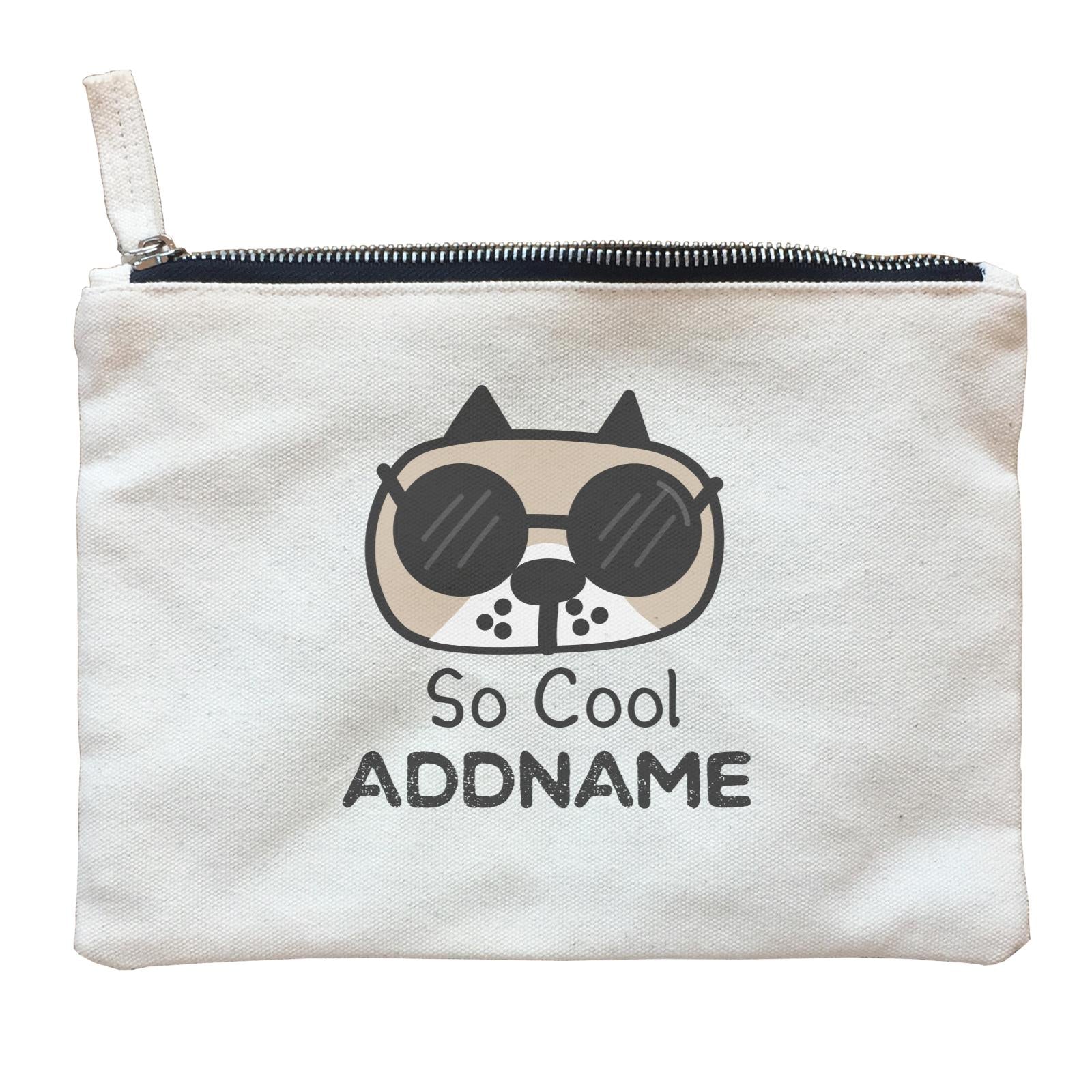Cute Animals And Friends Series Cool Dog With Sunglasses Addname Zipper Pouch