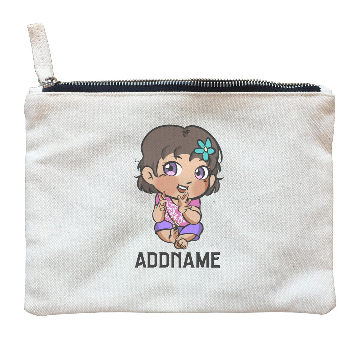 Deepavali Series Chibi Baby Girl Addname Zipper Pouch