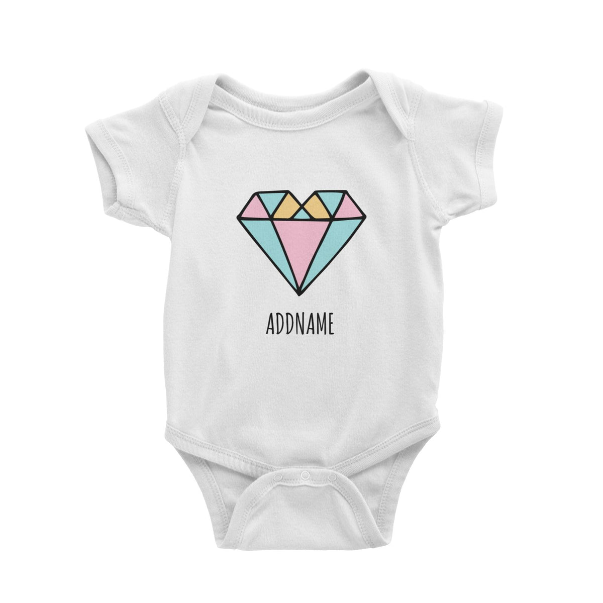 Pastel Geometric Heart White White Baby Romper