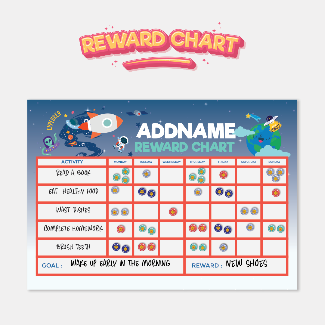 Kids Essentials - Kids Planner With Reward Sticker Dark Blue Spaceship