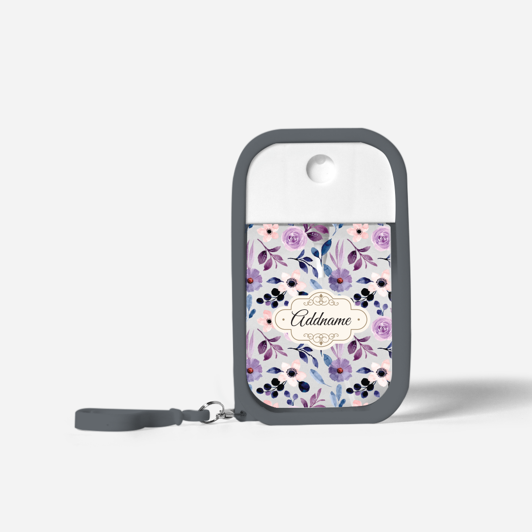 Laura Series Refillable Hand Sanitizer with Personalisation - Violet Grey
