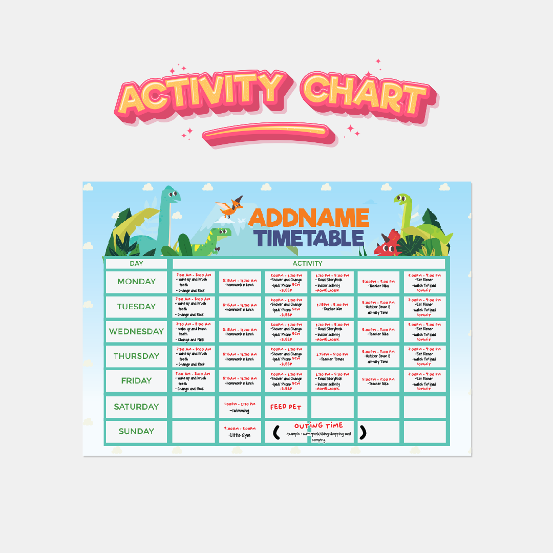 Kiddies Essentials - Kids Time Table Dino Jungle