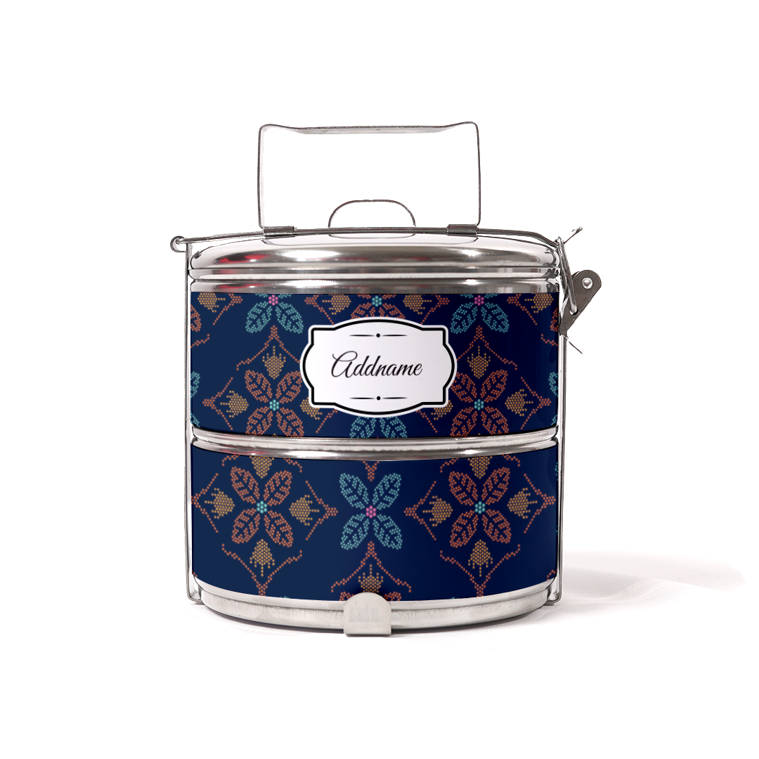 Peranakan Java Traditional Blue Two Tier Tiffin Carrier