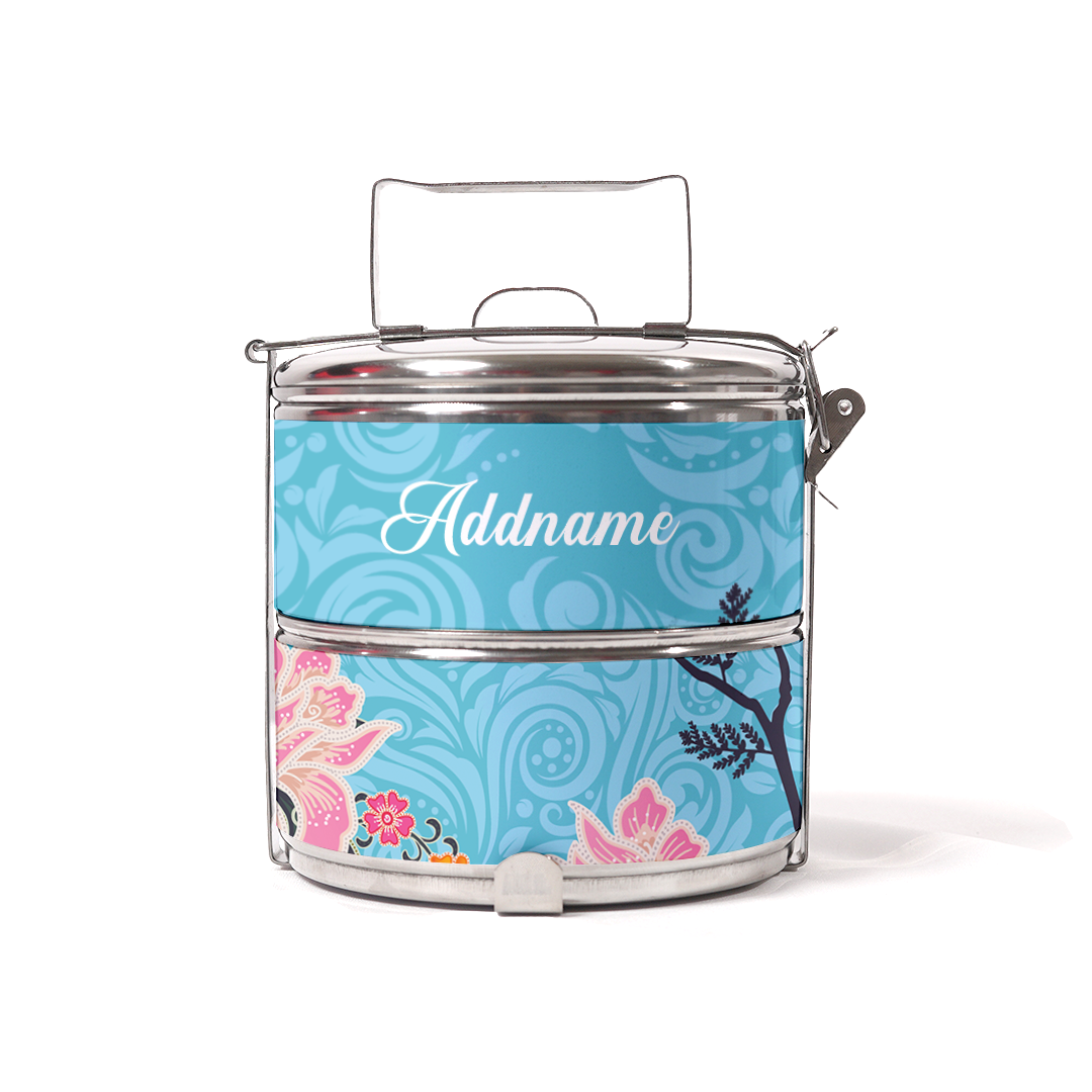 Modern Mahsuri Blue - Two-Tier Tiffin Carrier