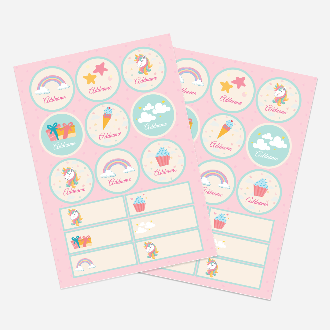 Unicorn Name Label Stickers