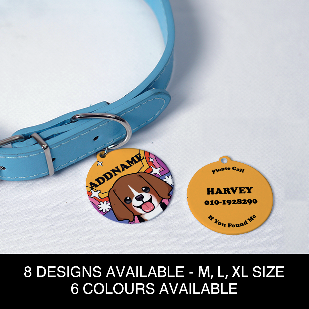 Paw Print Series - Beagle Medium Dog Pet Pendant with Collar