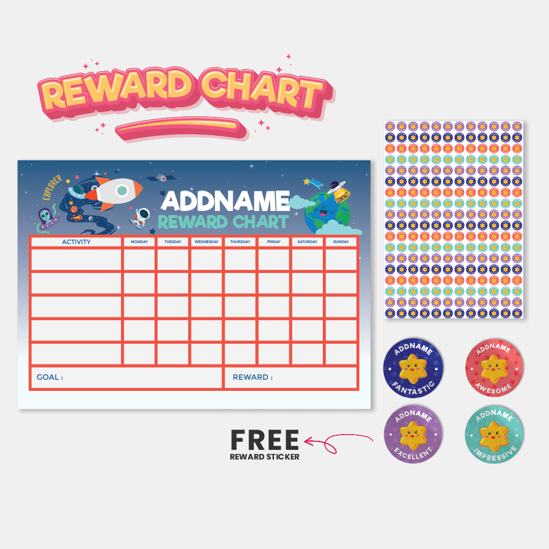 Kids Essentials - Kids Planner With Reward Sticker Dark Blue Spaceship