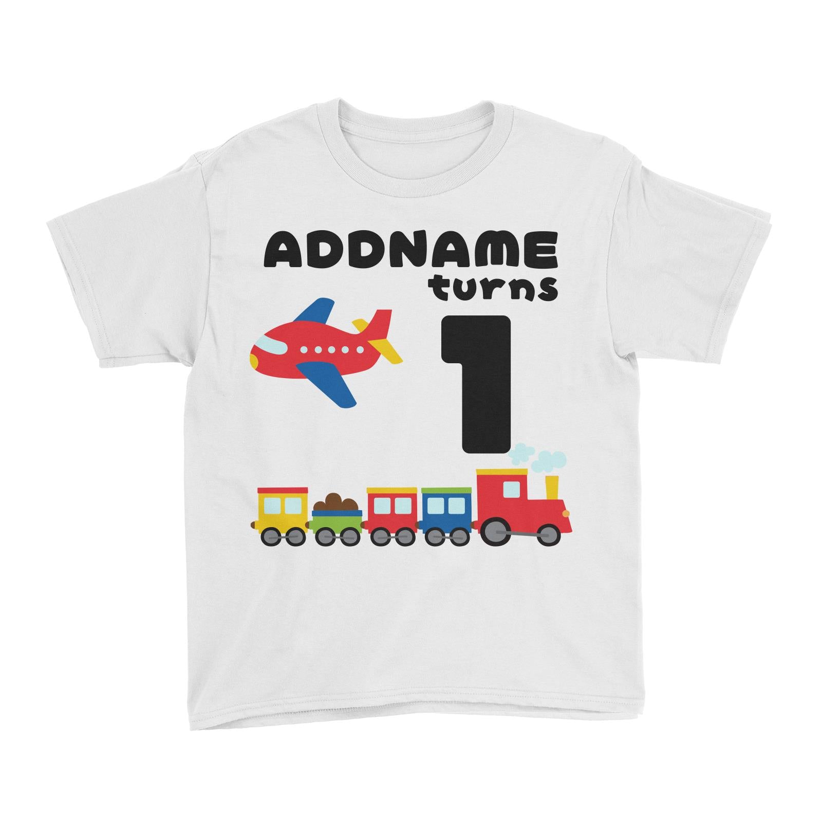 Transportation Birthday Theme 2 Personalizable with Name and Number Kid's T-Shirt