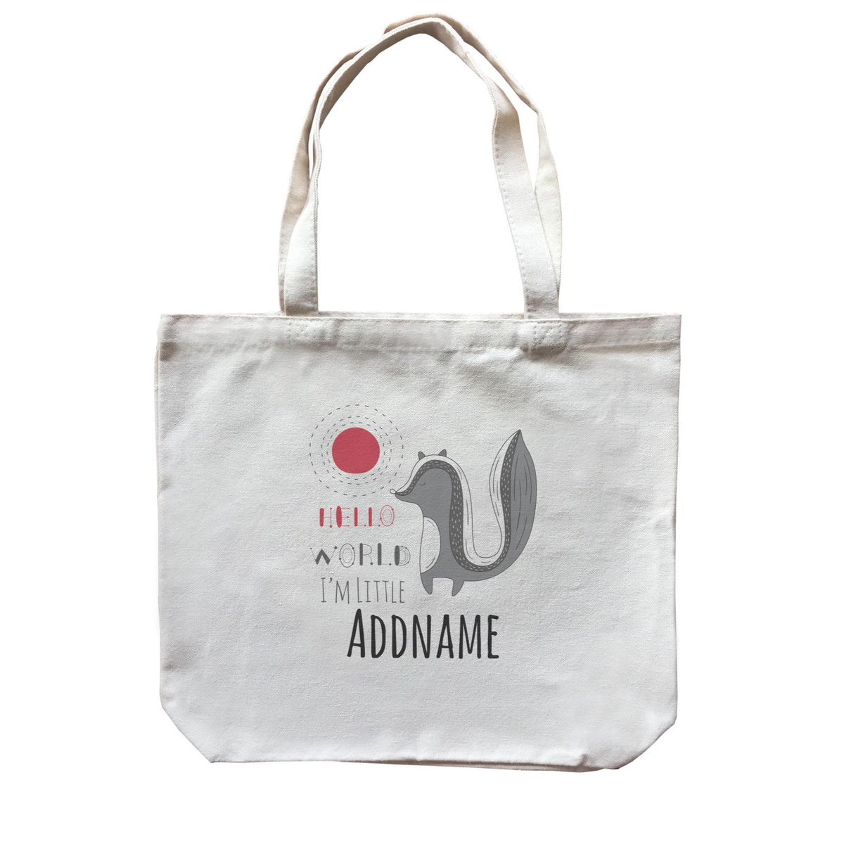 Drawn Greetings Animals Skunk Hello World Addname Canvas Bag