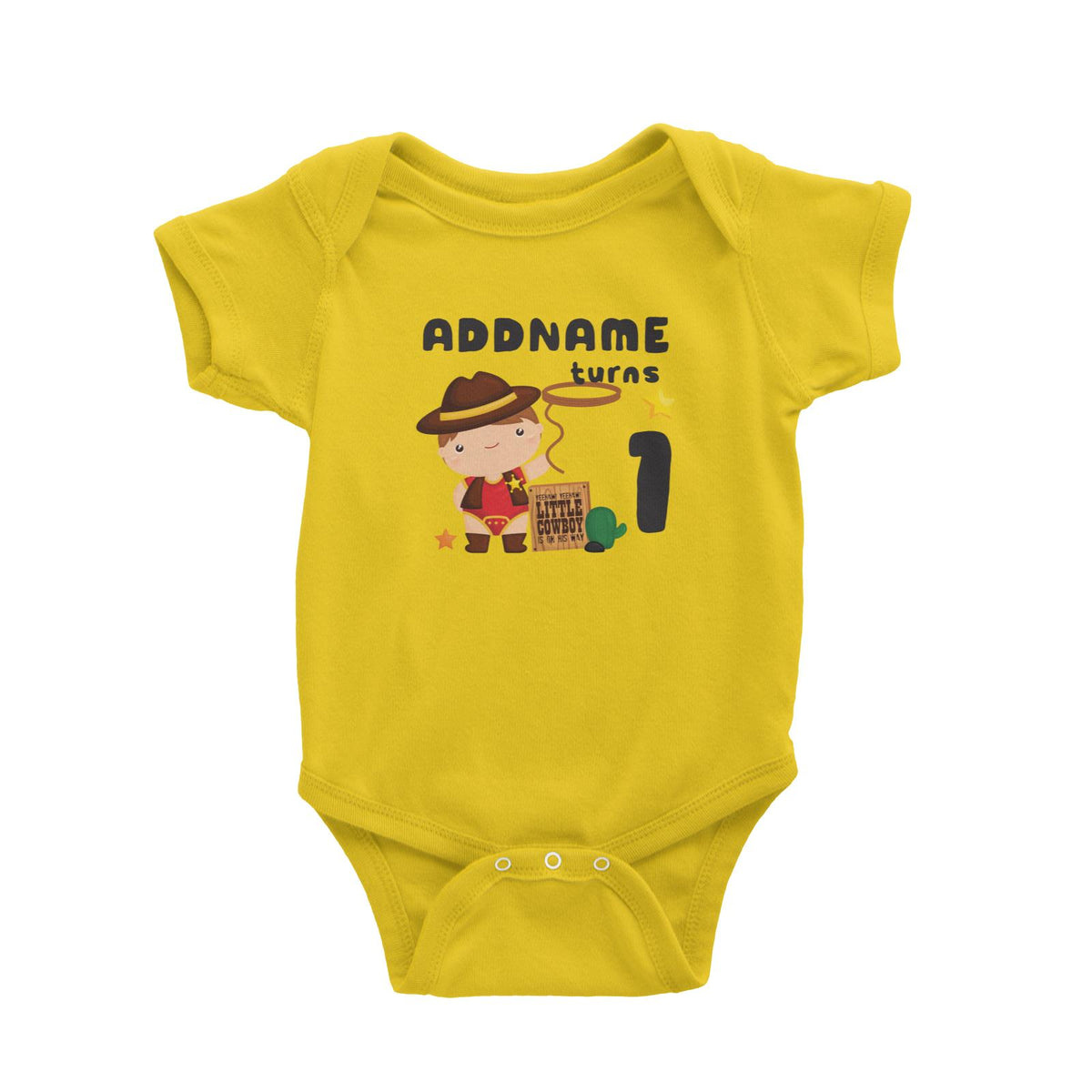 Birthday Cowboy Style Yeehaw Little Cowboy Is On His Way Addname Turns 1 Baby Romper