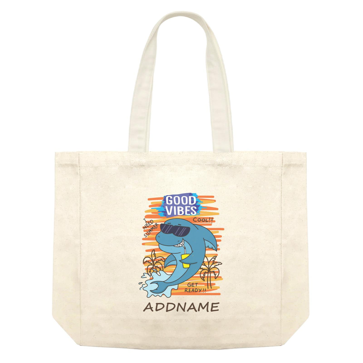 Cool Cute Sea Animals Good Vibes Addname Shopping Bag