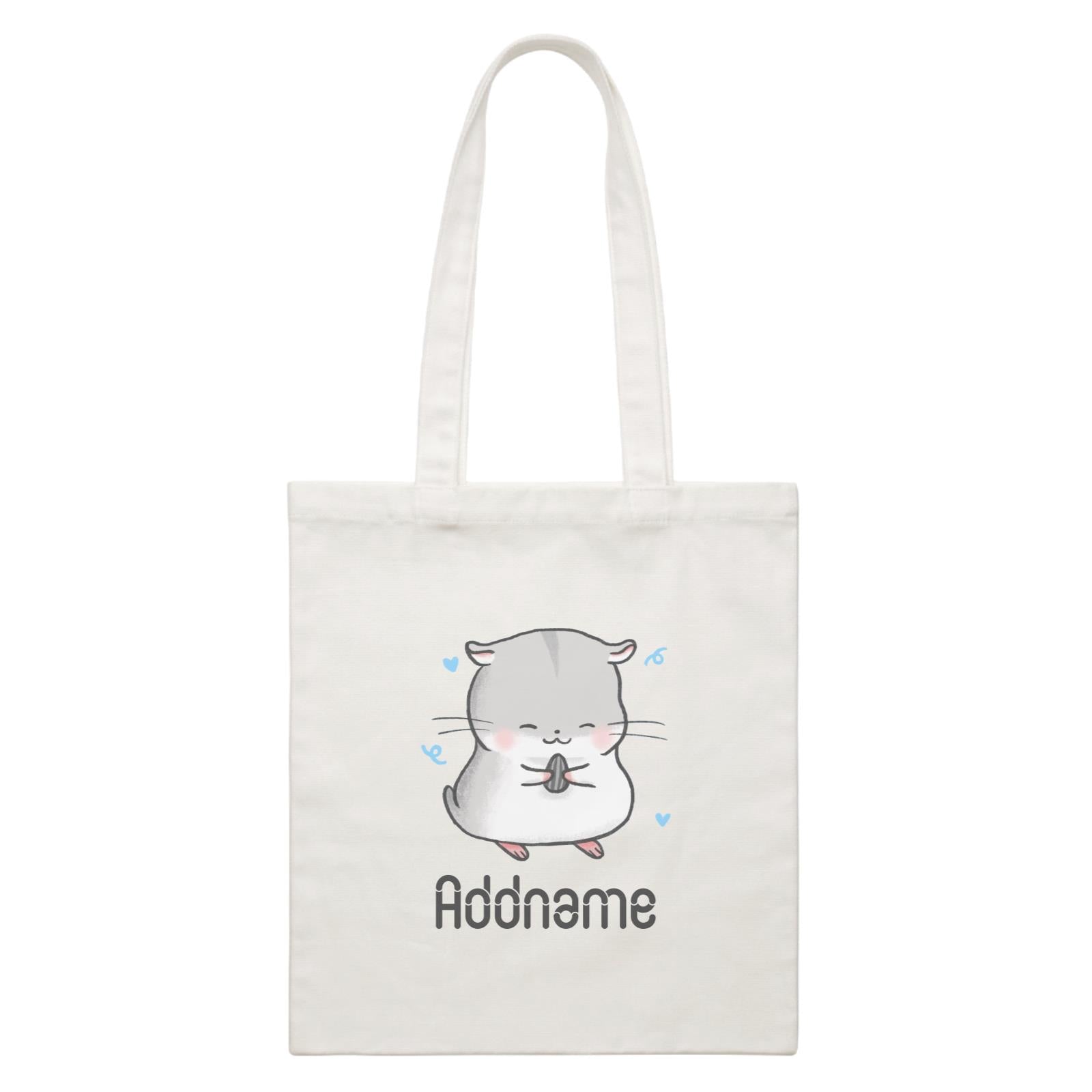 Cute Hand Drawn Style Hamster Addname White Canvas Bag