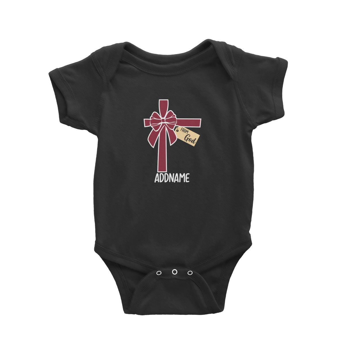 Xmas Gift Ribbon From God Baby Romper