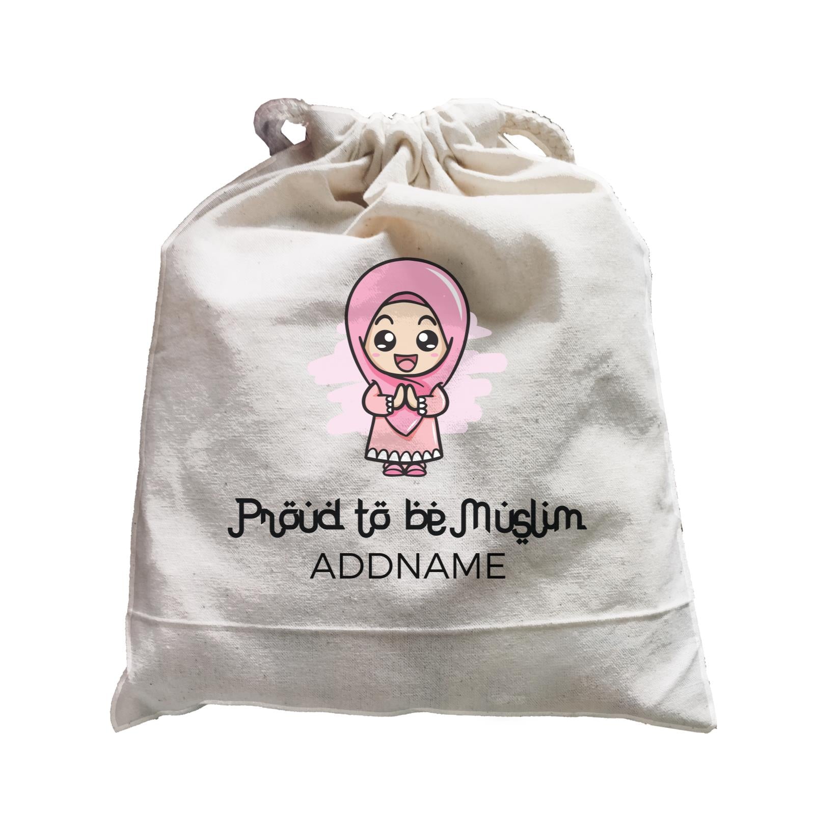 Proud To Be Muslim Happy Little Girl Addname Satchel
