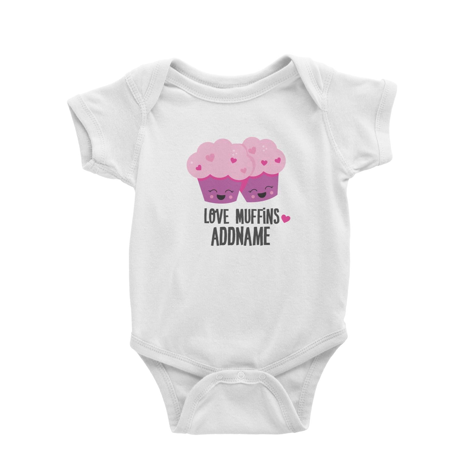 Love Food Puns Love Muffins Addname White Baby Romper