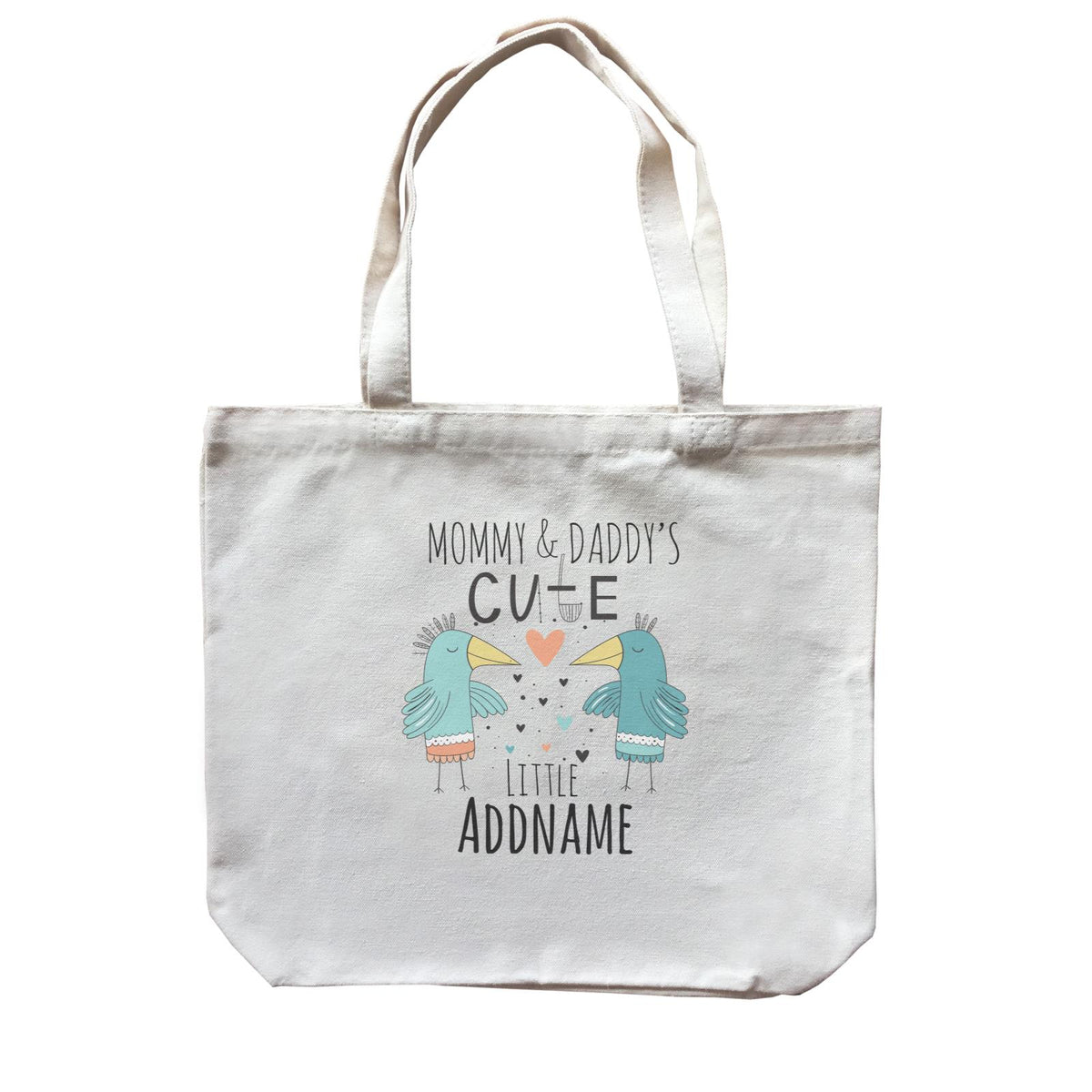 Drawn Mom &amp; Dad Cute Little Love Birds Addname Canvas Bag