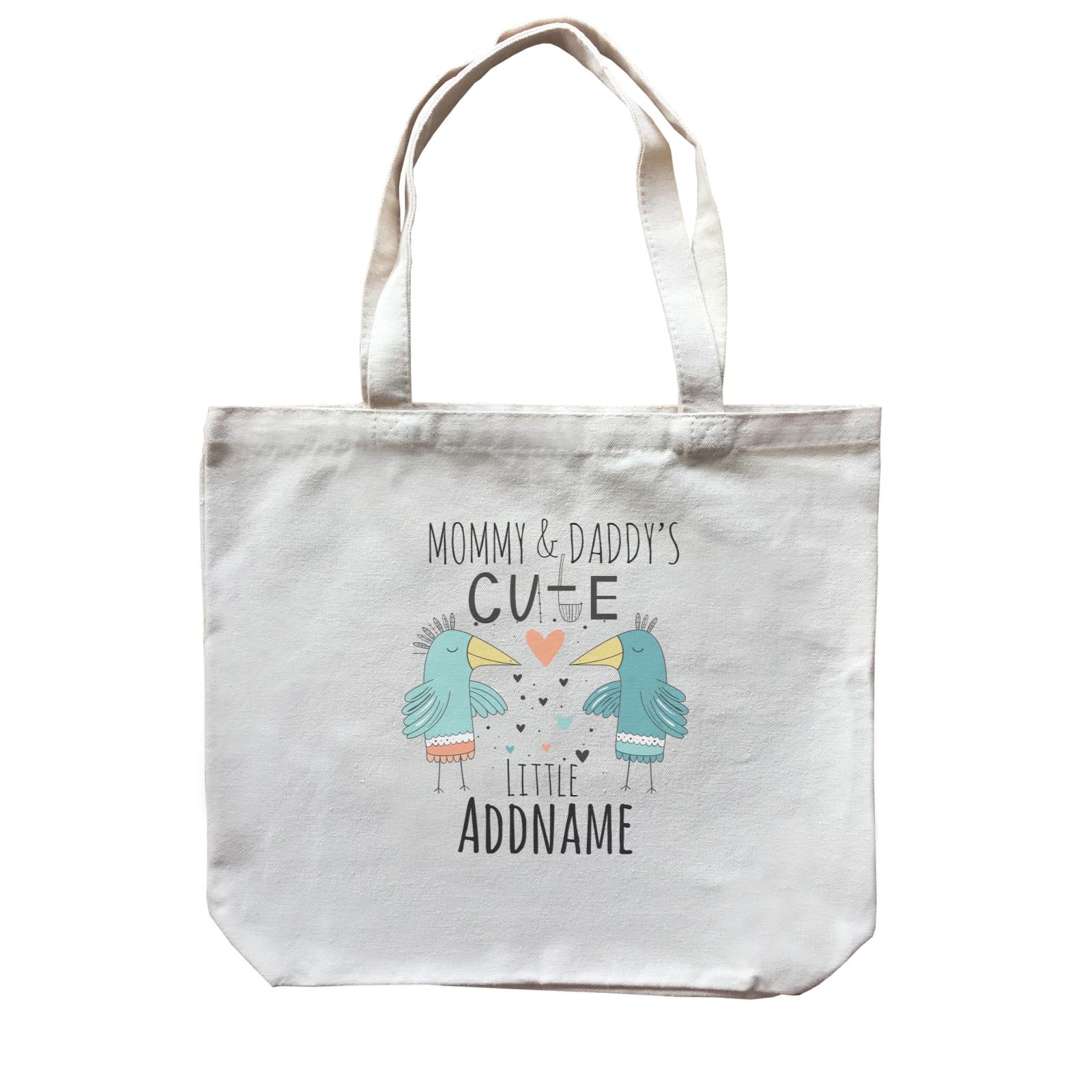 Drawn Mom & Dad Cute Little Love Birds Addname Canvas Bag