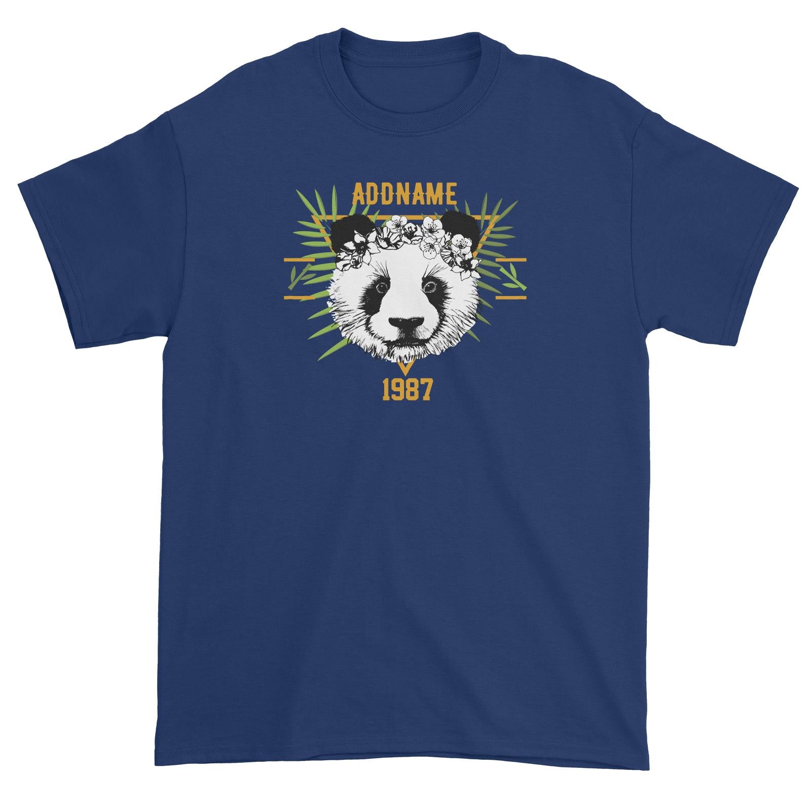 Jersey Panda With Flower Personalizable with Name and Year Unisex T-Shirt