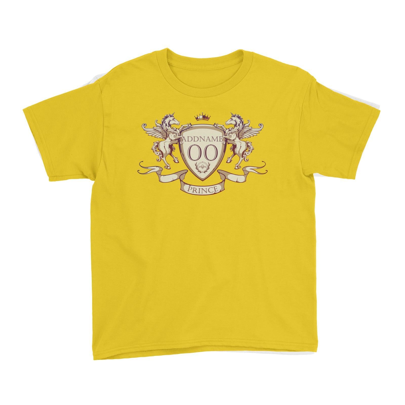 Horse Royal Emblem Prince Personalizable with Name and Number Kid's T-Shirt