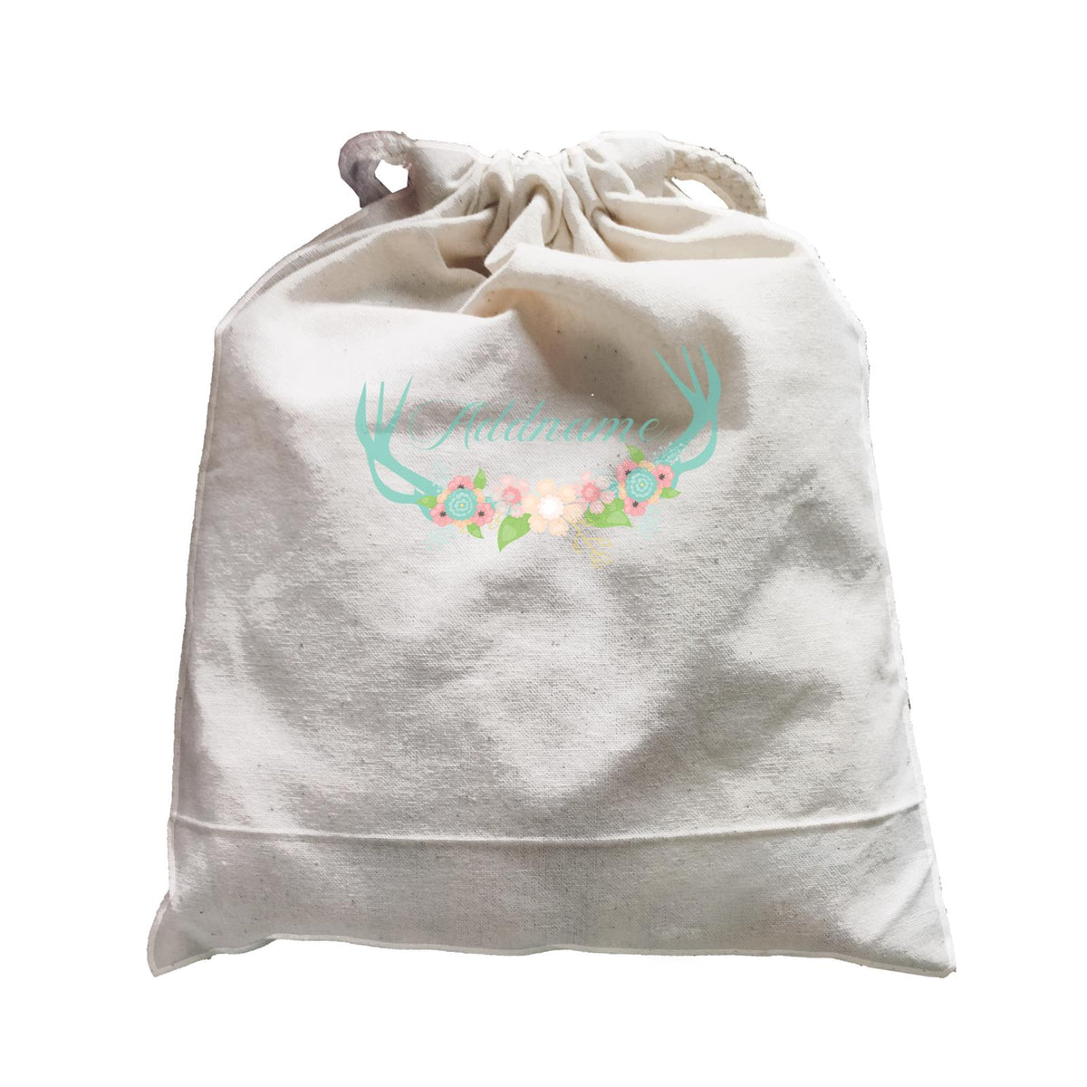 Basic Family Series Pastel Deer Green Deer Antlers With Flower Addname Satchel