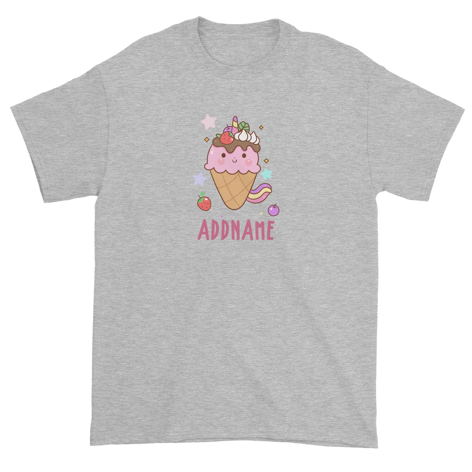 Unicorn And Princess Series Unicorn Ice Cream Addname Unisex T-Shirt