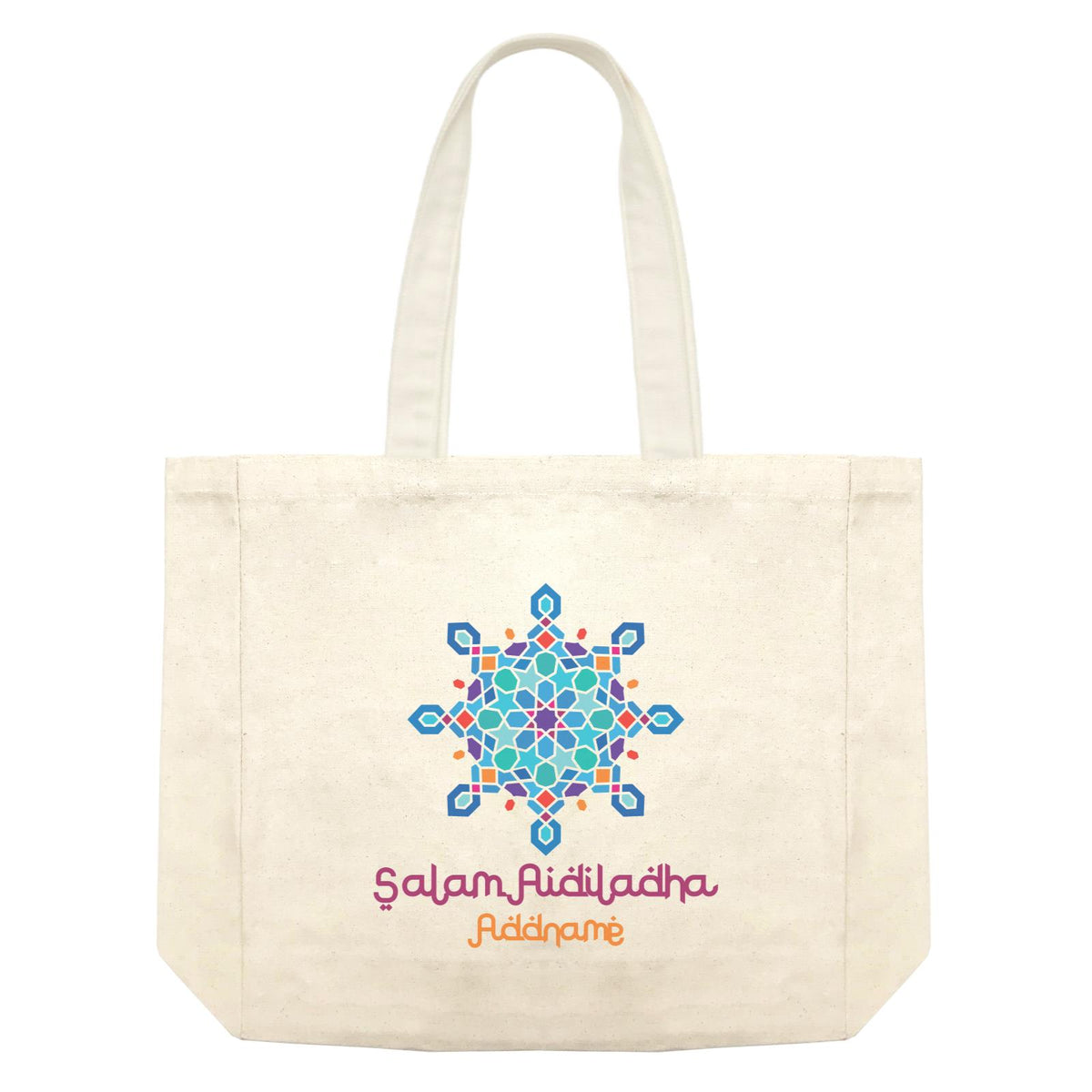 Salam Aidiladha Blue Motifs Addname Shopping Bag