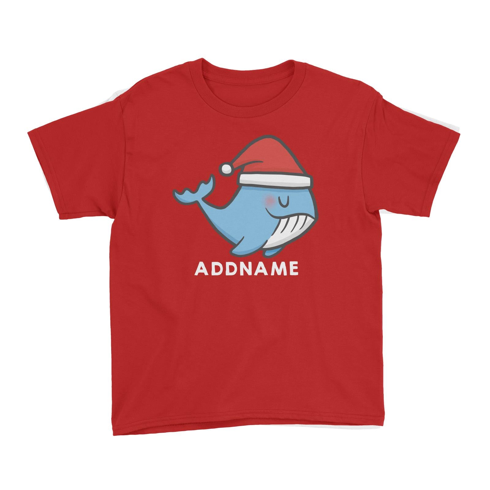 Xmas CuteWhale Christmas Hat Addname Accessories Kid's T-Shirt