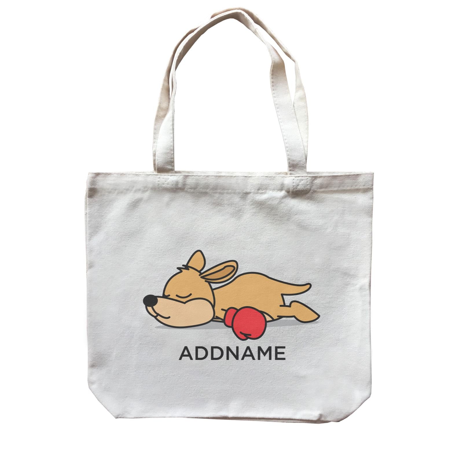 Lazy Kangaroo with Boxing Glove Addname Canvas Bag