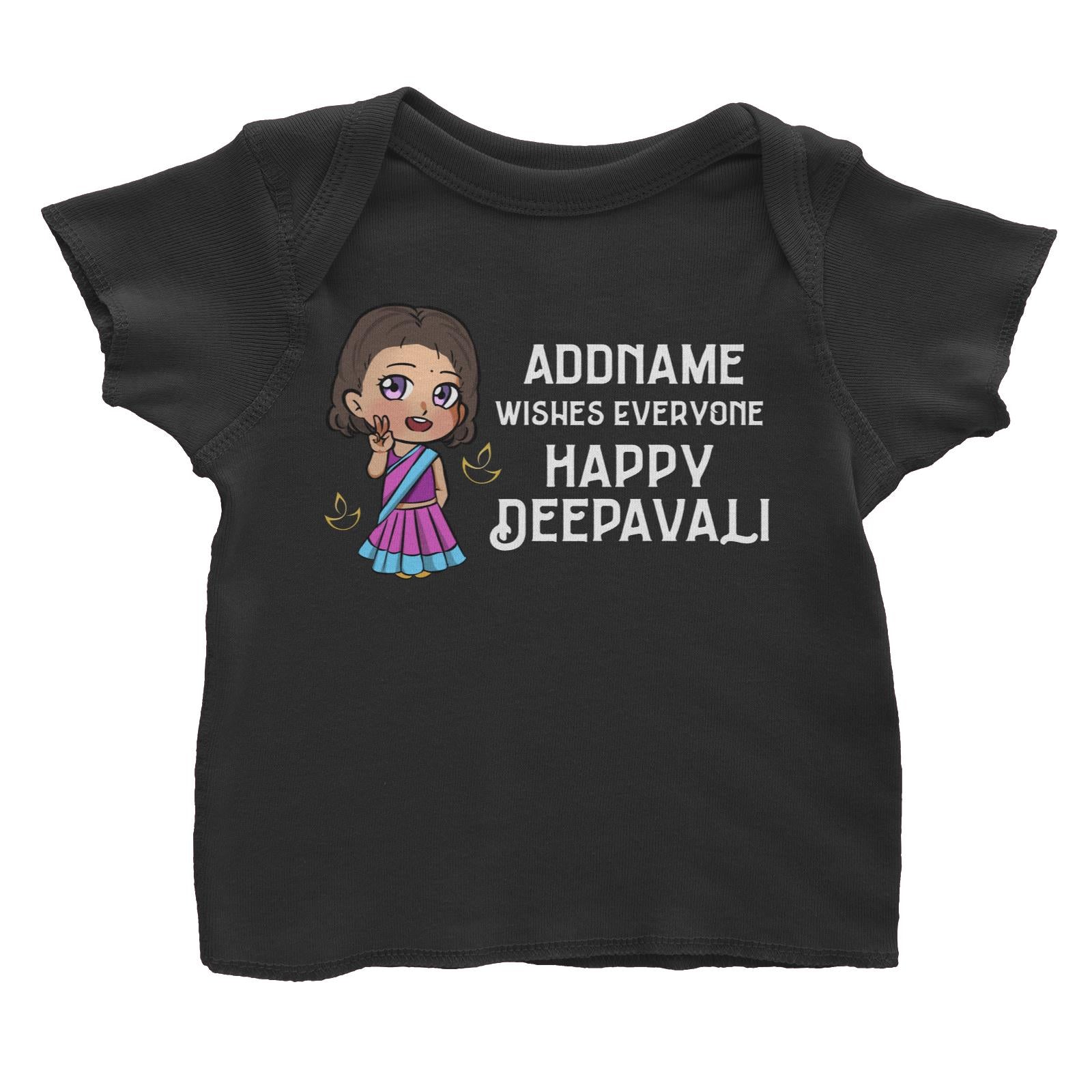 Deepavali Chibi Little Girl Addname Wishes Everyone Deepavali Baby T-Shirt