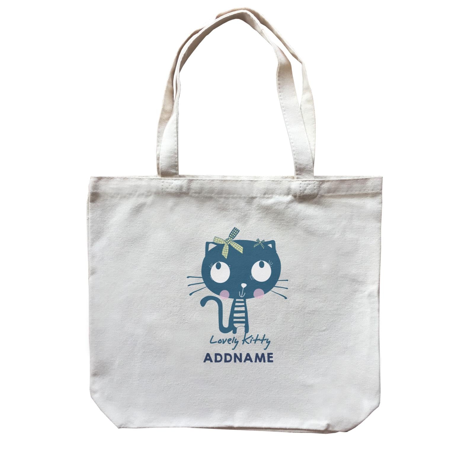 Cool Vibrant Series Lovely Blue Kitty Addname Canvas Bag