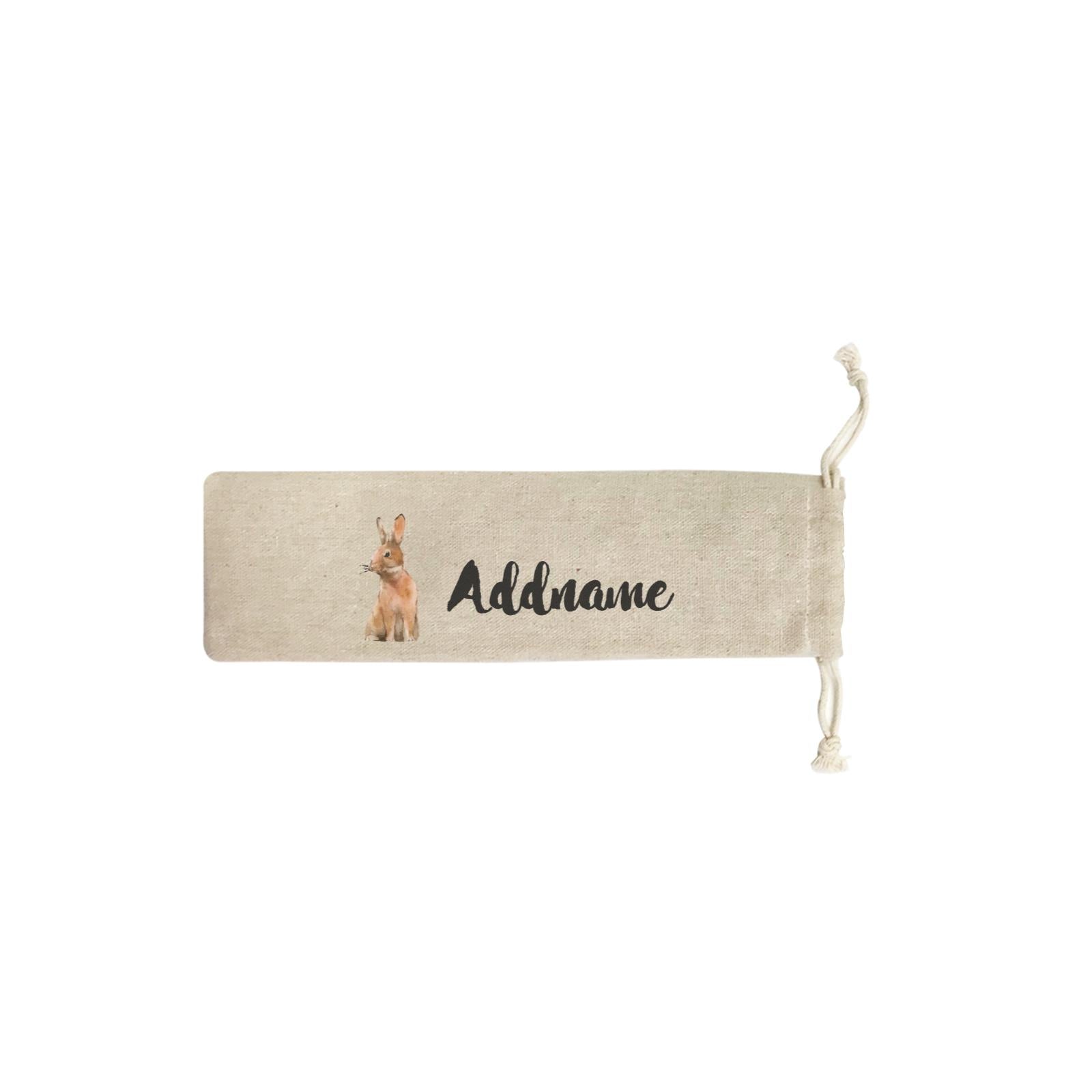 Watercolour Animal Sweet Brown Rabbit Addname SB Straw Pouch (No Straws included)