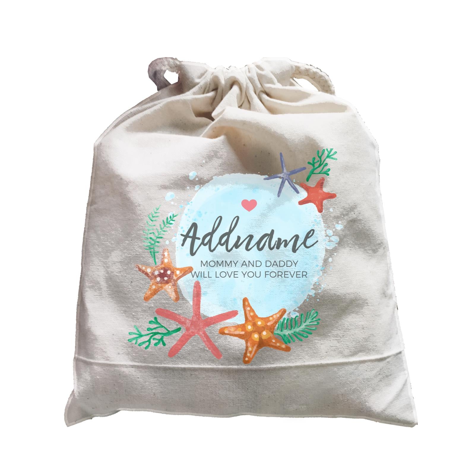 Watercolour Starfish and Coral Elements Personalizable with Name and Text Satchel