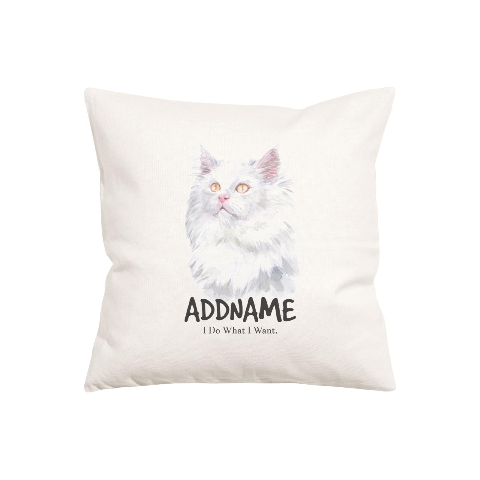 Watercolor Cat Series Deutsch langhaar I Do What I Want Addname Pillow Cushion