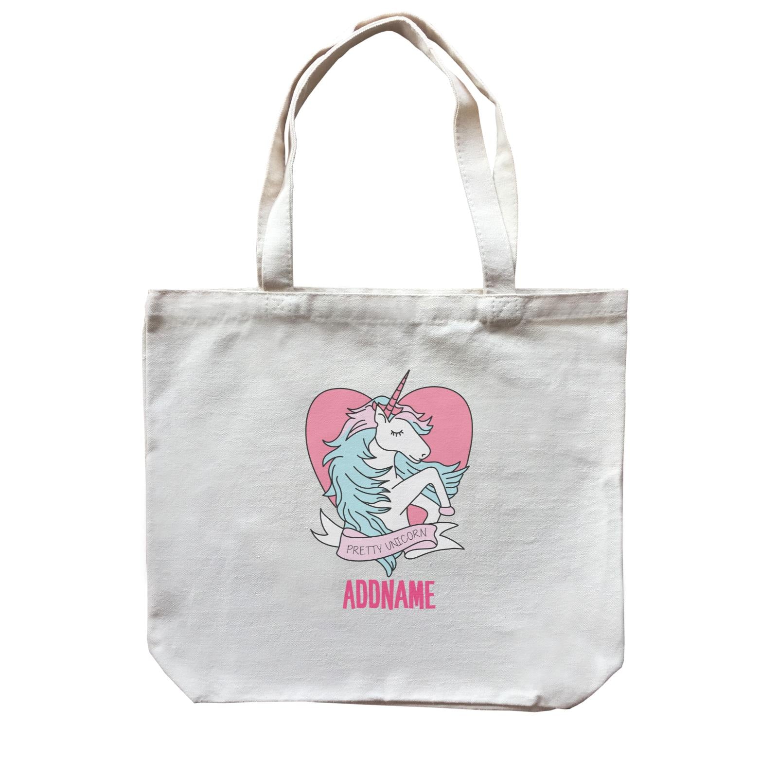 Cool Vibrant Series Sweet Pretty Unicorn Heartshape Addname Canvas Bag