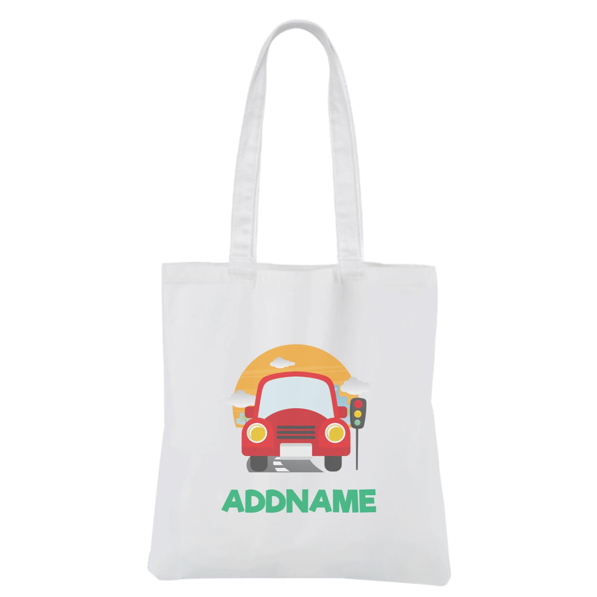 Cute Cars White Canvas Bag