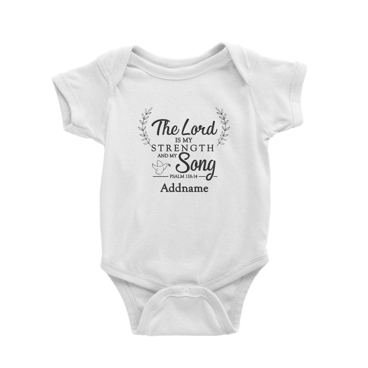 Christian Series The Lord Is My Strength Song Psalm 118.14 Addname Baby Romper