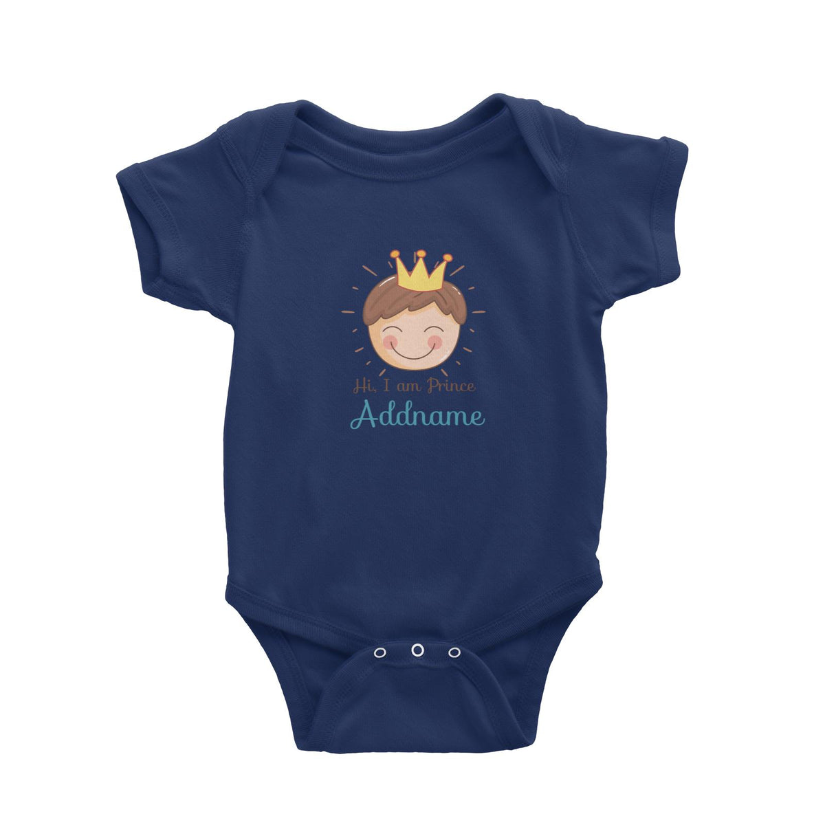 Cute Prince with Crown Hi I Am Prince Addname Baby Romper