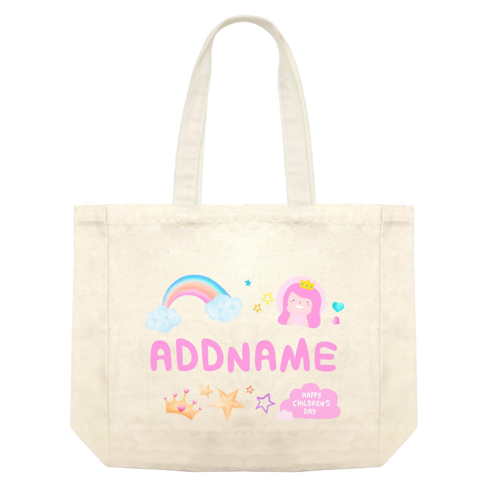 Children's Day Gift Series Cute Pink Girl Princess Rainbow Addname Shopping Bag
