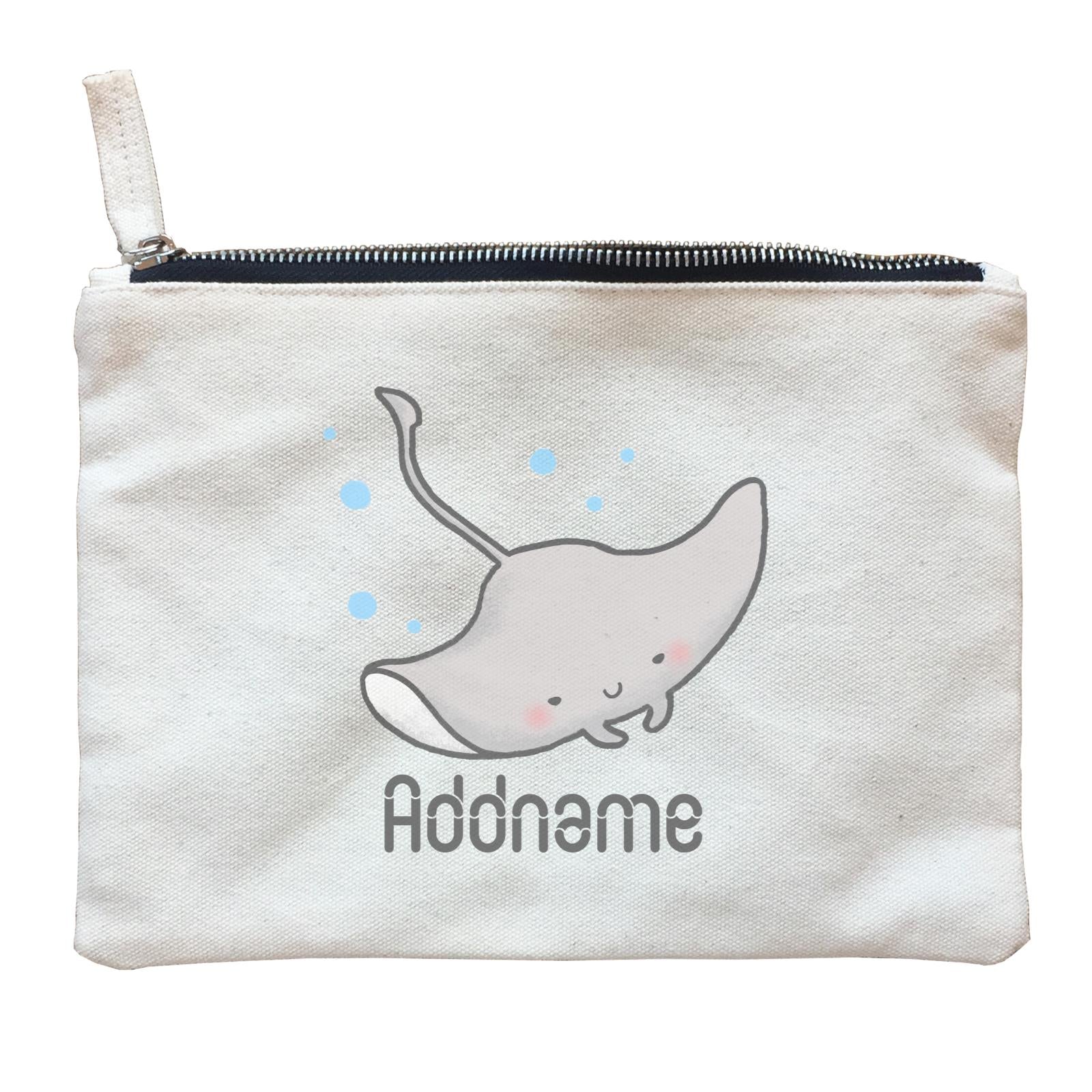 Cute Hand Drawn Style Stingray Addname Zipper Pouch
