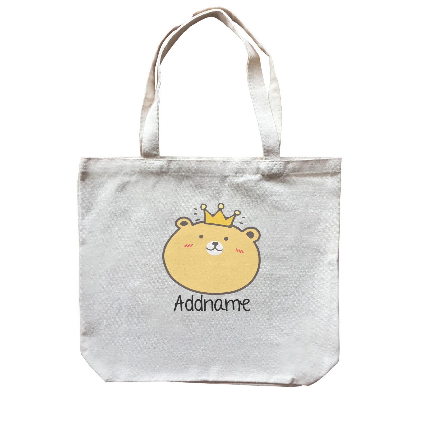 Cute Animals And Friends Series Cute Yellow Bear With Crown Addname Canvas Bag