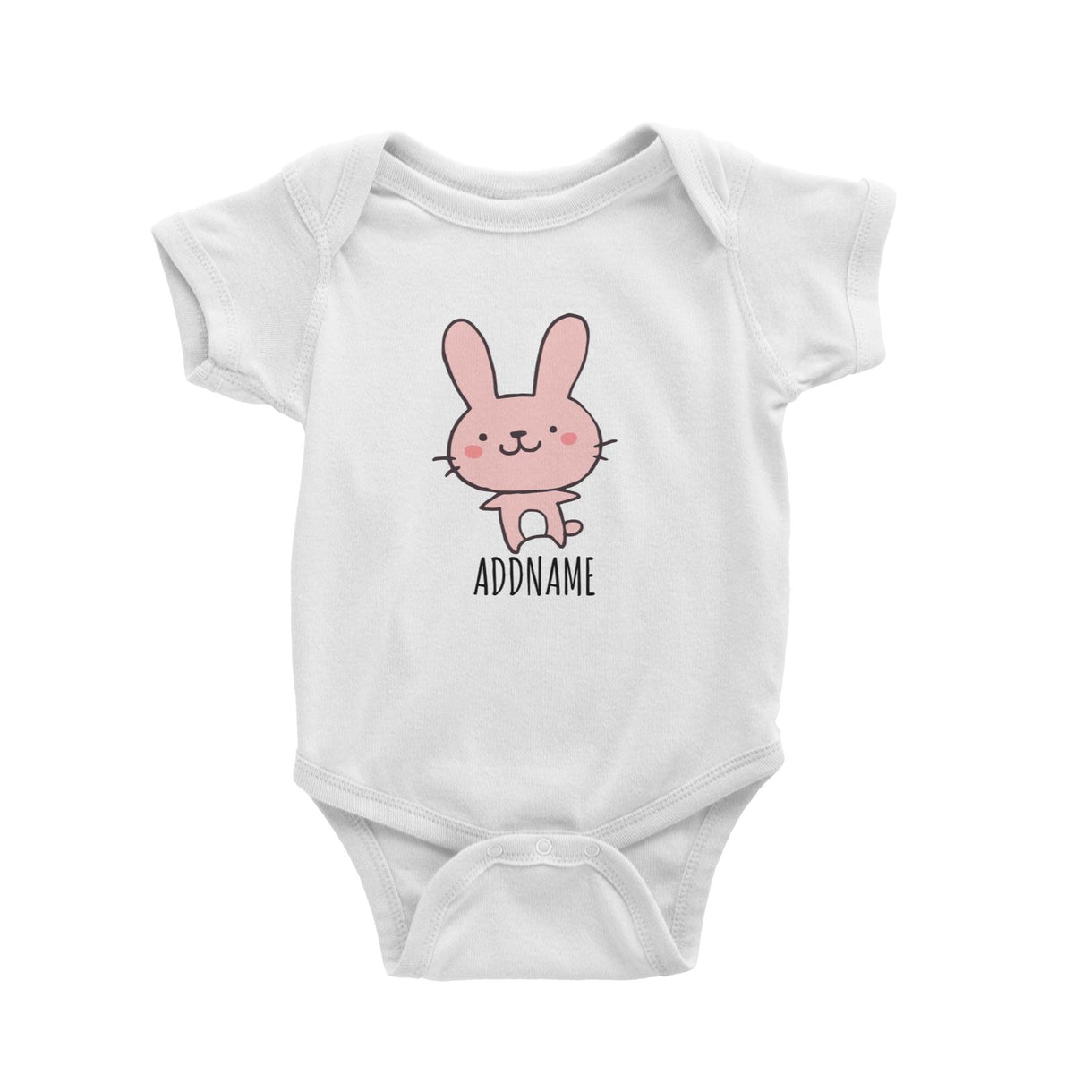 Cartoon Kawaii Rabbit Doodle White White Baby Romper
