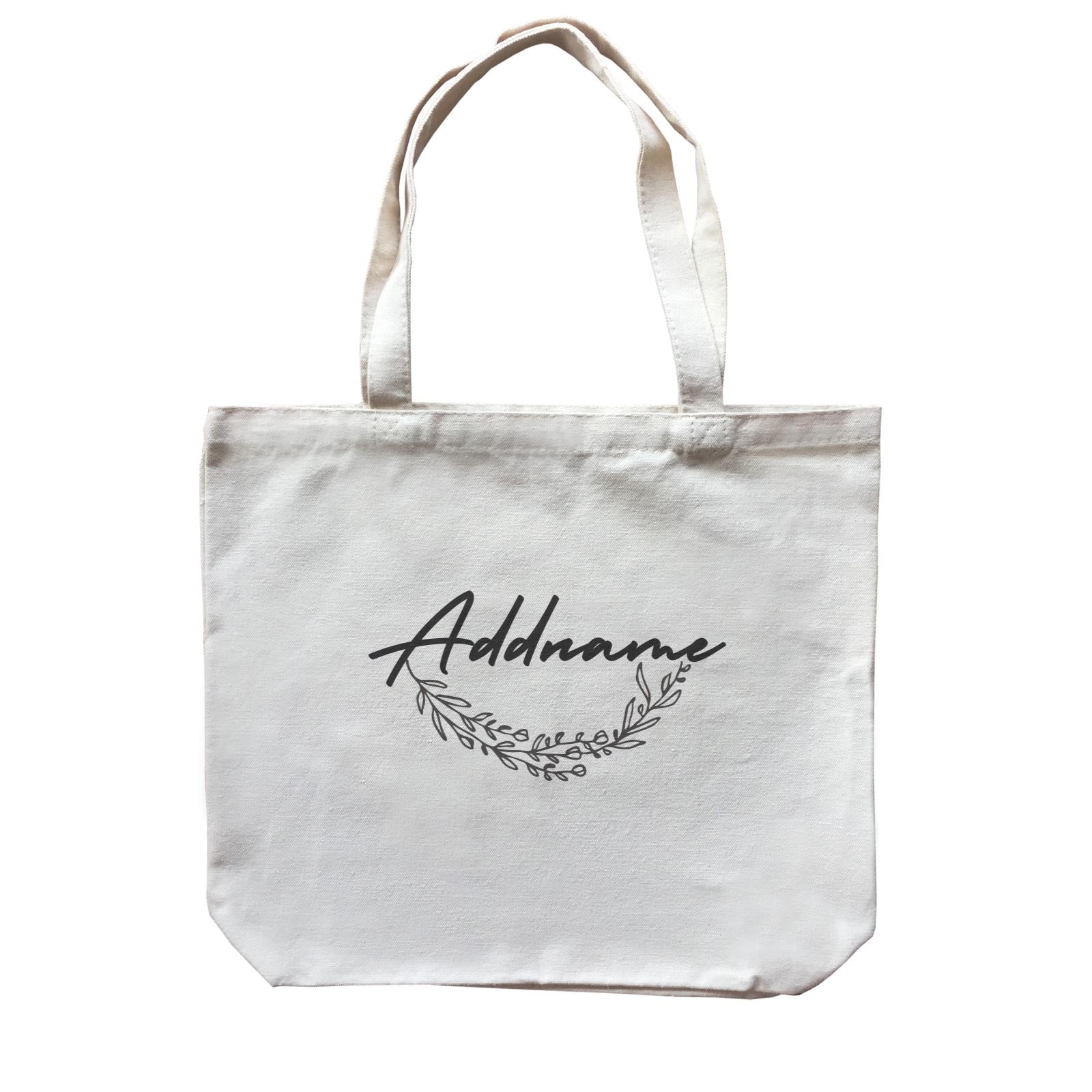 Bridesmaid Monochrome Leaves Addname Accessories Canvas Bag