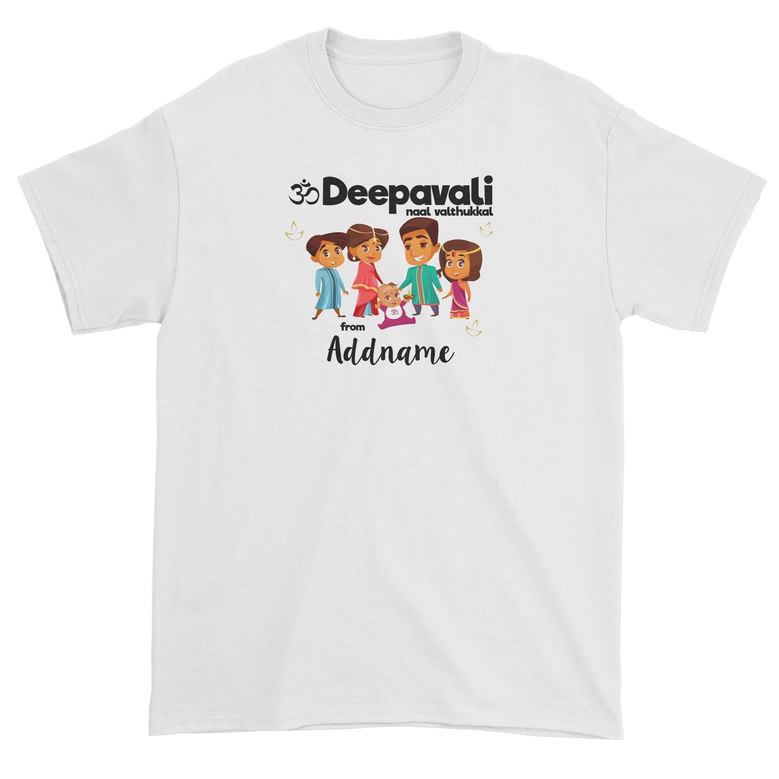 Cute Family Of Five OM Deepavali From Addname Unisex T-Shirt