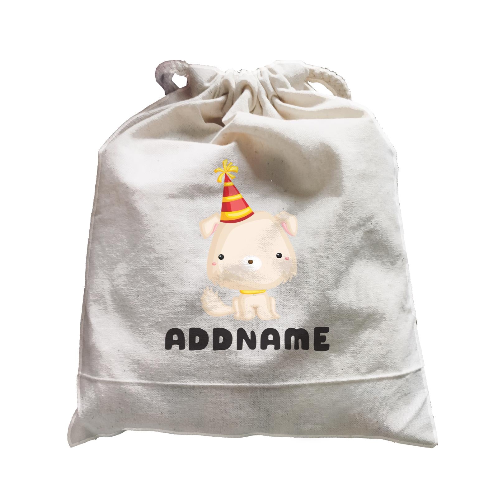 Birthday Friendly Animals Happy Dog Wearing Party Hat Addname Satchel