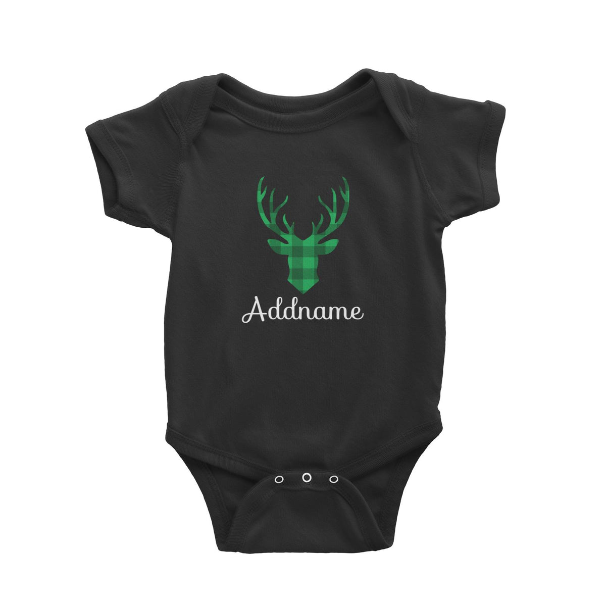 Christmas SeriesReindeer Silhouette Check Pattern Baby Romper