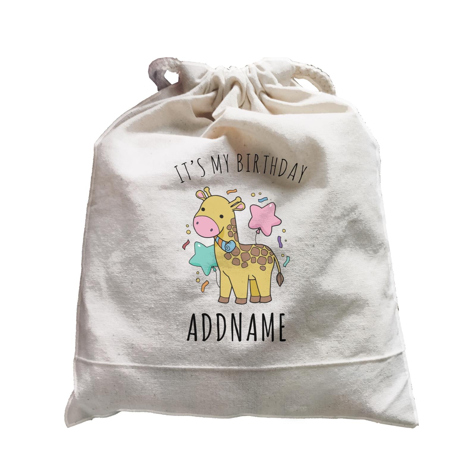 Birthday Sketch Animals Giraffe with Party Horn Addname Satchel